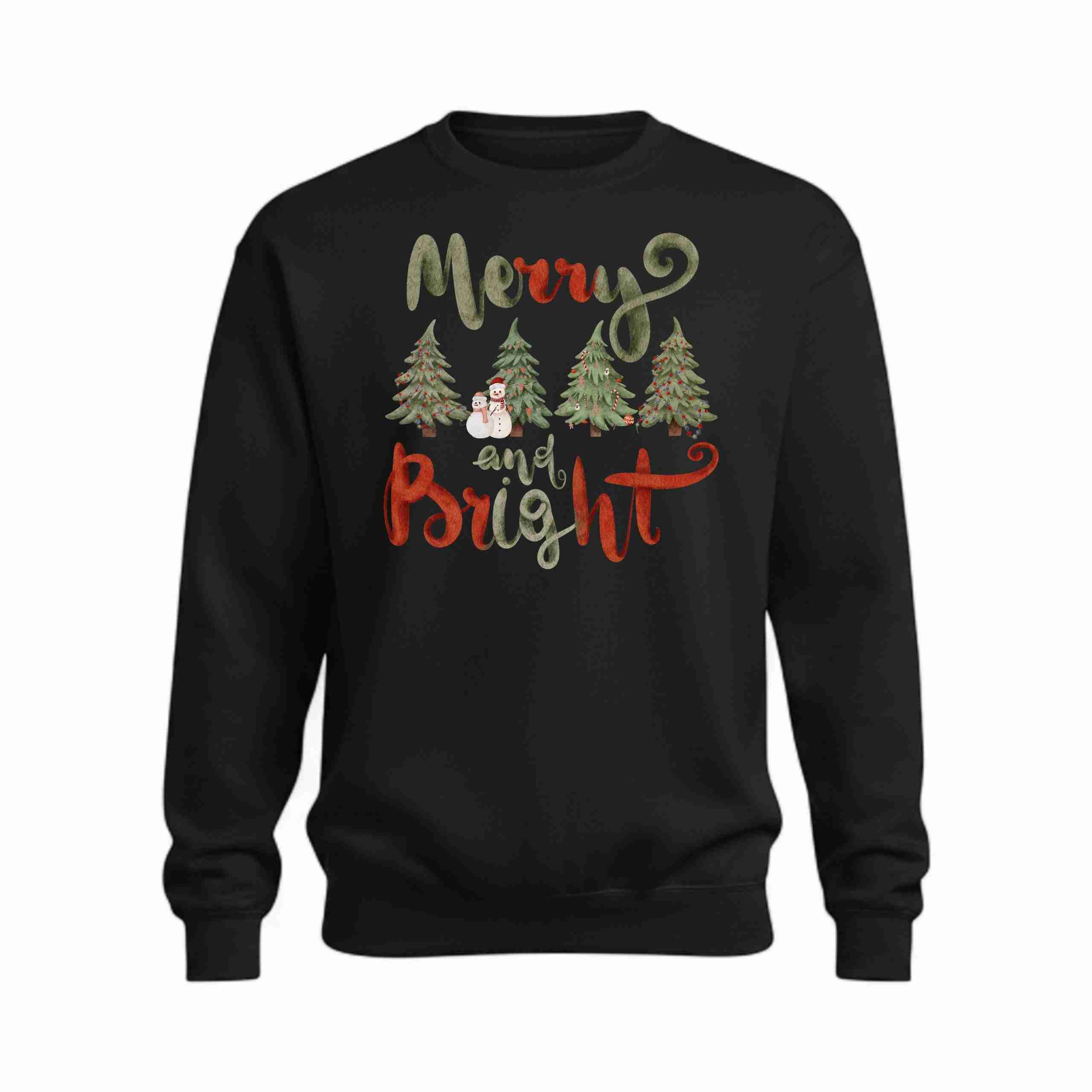"Merry & Bright" Graphic Hoodie or Sweatshirt - Image 2